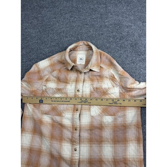 Rip Curl Shirt Mens Medium Tan Brown Plaid Flannel Button Front Long Sleeve Soft - Picture 5 of 7